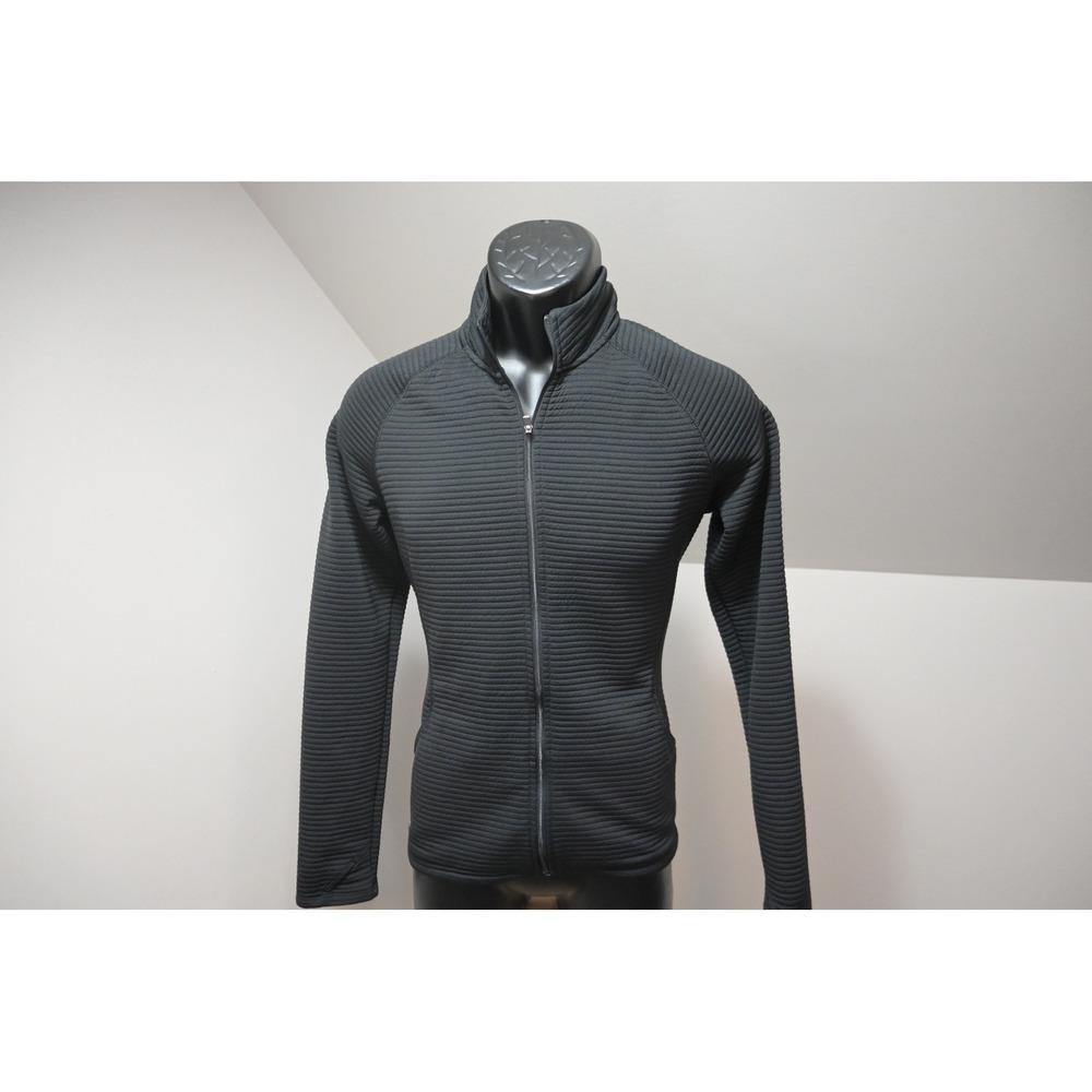 Adidas Golf Jacket Women Medium Black Full Zip Textured Ribbed Mock Neck EUC